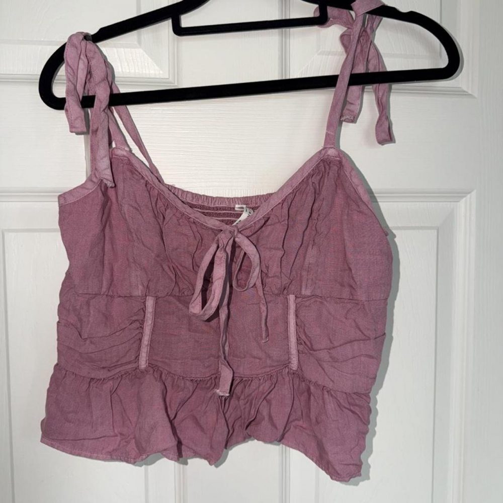 American Eagle Mauve Tie Strap Peplum Cami Top Size M